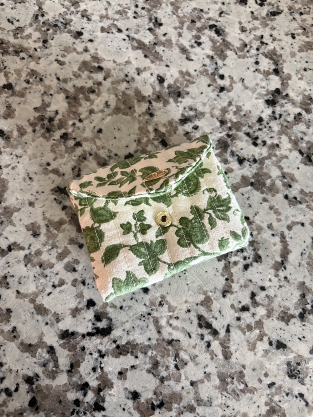 Green Floral Quilted Jewellery Pouch